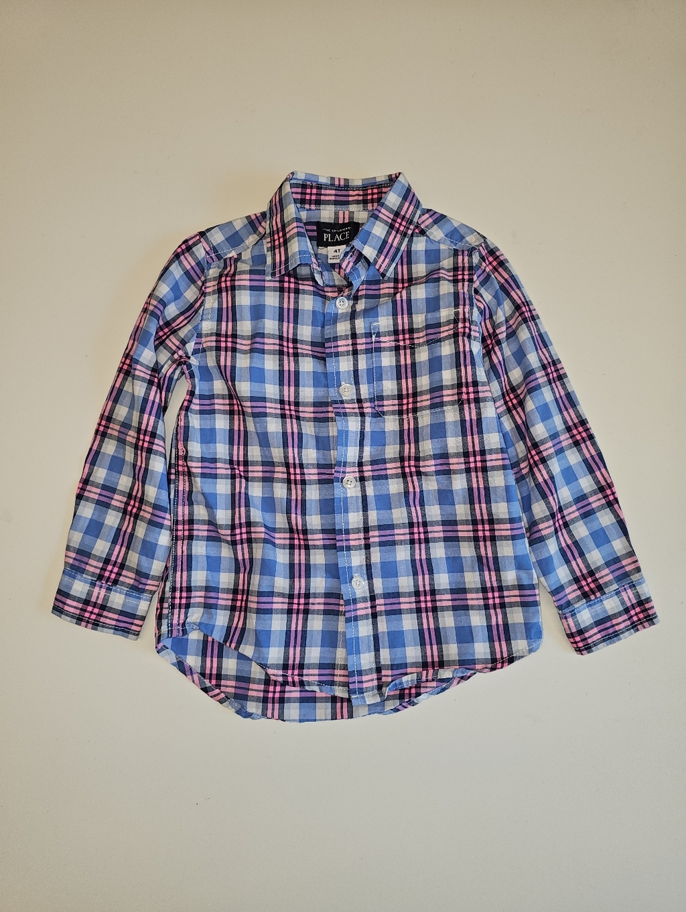 EUC | 4T | The Children’s Place Blue Pink Plaid Button Front Shirt